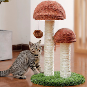 New Listing2 Mushrooms Cat Scratching Post 19" Sisal Claw Scratcher for Kittens and Small C