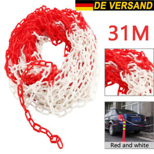 31m Absperrkette Kunststoff 6mm Rot-Weiss Warnkette Plastikkette Kunststoffkette