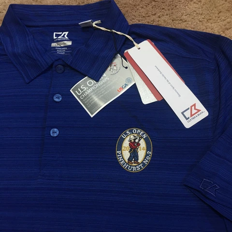 Cutter & Buck Polo Shirt STRETCH US Open Golf 2014 Pinehurst NWT blue new sz L Cover