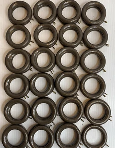 47 Café Curtain Rings Wood Brown Painted Vintage 1.75” Inside 2.75 Outside Diam - Picture 1 of 3