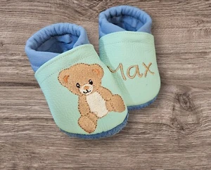 Baby Krabbelschuhe, Lauflernschuhe, Lederpuschen bestickt personalisierbar - Bild 1 von 1