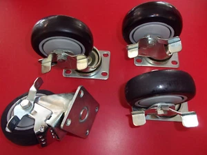 4 Inch Caster Wheels, Casters Set of 4, Casters with Brake - Picture 1 of 3