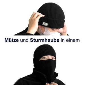 2 in 1 Winter Mütze und Sturmhaube in einem – Warme Grob Gestrickte Mütze - Bild 1 von 11