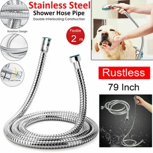 2m/6.6ft Shower Head Hose Stainless Steel Flexible Extra Long Bathroom Durable - Picture 1 of 12