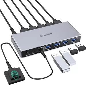 HDMI KVM Switch 1 Monitor 2 Computer, 4K@60Hz USB 3.0 Switcher KVM con 4 USB Por - Foto 1 di 13