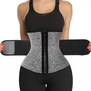 Neoprene Sauna Waist Trainer - Women's Corset Compression Sweat Belt - Gray, 2XL - Picture 1 of 5