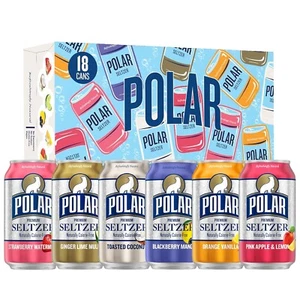 Polar Seltzer Water Sampler Variety Pack, 12 fl oz cans, 18 pack - Picture 1 of 7