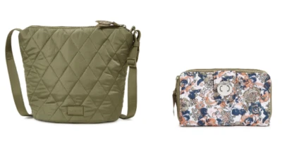 Vera Bradley Bucket Crossbody Sage Bag Army Green + Floral Turnlock Wallet - Image 1 of 4