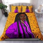 Black Girl Listening To Music Quilt Duvet Cover Set King Bedclothes Queen