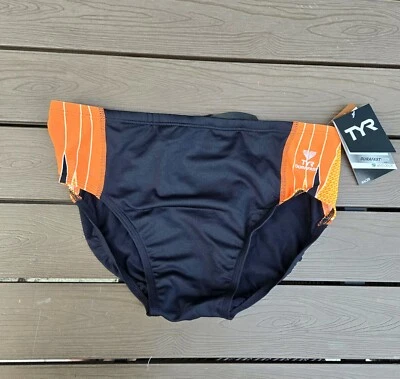 Nuevo calzoncillo de natación TYR Durafast Elite Phoenix para hombre negro/naranja talla 36 Foto 1 de 3