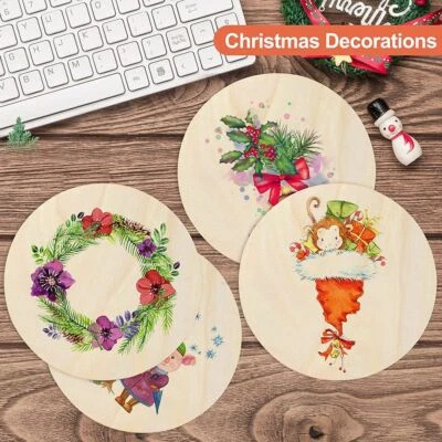 Round Wood Slices 1-10cm DIY Crafts Wooden Circle Discs Painting Ornaments - image 1 of 4