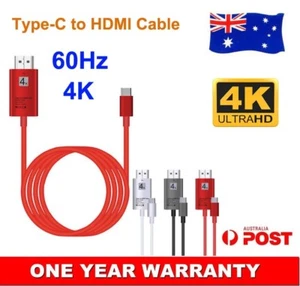 USB-C Type-C to HDMI Adapter Cable 4K 60Hz For Samsung Galaxy Tab Active4 Pro AU - Picture 1 of 7