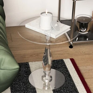 Clear Acrylic End Table Round Side Table Drink Pedestal Table Living Room Bedroo - Picture 1 of 16