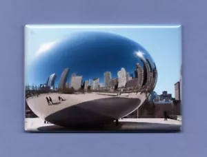 CHICAGO BEAN *2X3 FRIDGE MAGNET* DOWNTOWN PARK WINDY CITY ILLINOIS LANDMARK IL - Picture 1 of 2