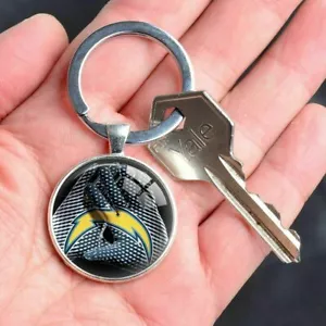Los Angeles Chargers NFL Keyring Keychain Gloves Team Logo Metal Glass FREE SHIP - Picture 1 of 1