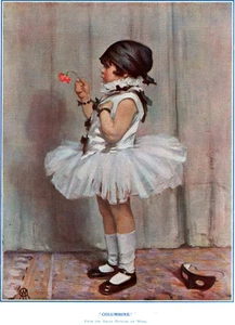 Raymond Woog Columbine MASCARADA Niña en Tutú ORIG. PÁGINA REVISTA 1927 - Imagen 1 de 1