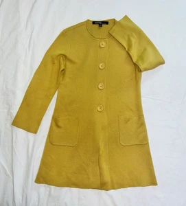 KASPER SPORTSWEAR: LS Button- Front 33” Long Cardigan Jacket: Mustard Yellow, L - Picture 1 of 3