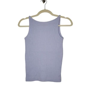 Camiseta sin mangas vintage años 80 90 modismos cuello alto "cuadrado" cami azul acanalado mamá - Imagen 1 de 7