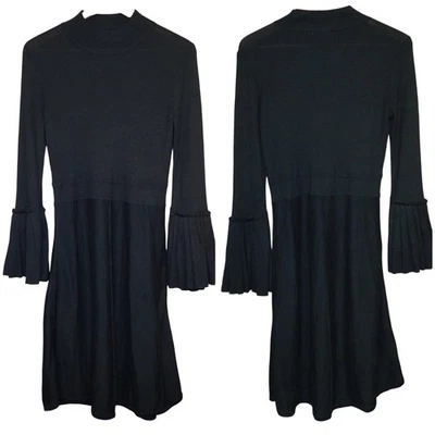 New York & Company Black Bell Sleeve Midi Dress Size M Lightweight Sweater - Image 1 of 4