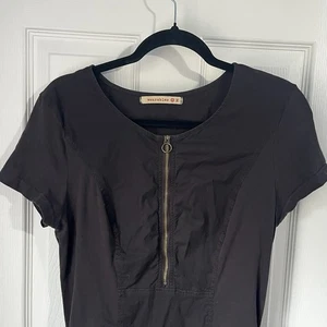 Abito donna XCVI Wearables 1/4 zip davanti medio militare increspato elasticizzato nero - Foto 1 di 19