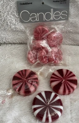 Candy Cane Floating Candles 3 Large 6 Small Lot Of 9 - Image 1 of 4