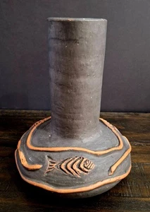 VINTAGE 70's Colin Thorburn (CT) Raku Pot Vase Studio Art Pottery 9 3/4"H X 8"W - Picture 1 of 14