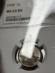 1928 P LINCOLN WHEAT CENT PCGS MS 63 BN WOOD GRAIN TONE GREAT EYE APPEAL MS63 1c - Picture 1 of 10