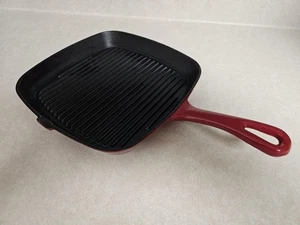 Cuisinart Enameled Cast Iron Square Grill Pan 9.25 Inch Red CI30-23 9 1/4 - Picture 1 of 6