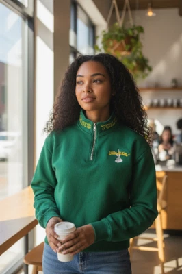 Sudadera Looney Tunes Mujer Pequeña Verde Cuarto Cremallera Bugs Bunny Thats All Folk Foto 1 de 4