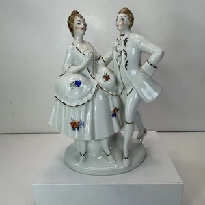 Vintage Porzellan Figur eines tanzenden Paares Dresdner Stil Made in Germany US Zone - Bild 1 von 9