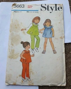 sewing pattern style 3663 toddler's smock in 2 lengths and trousers size 4 1970s - Picture 1 of 7