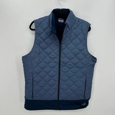 Asics Mens Green Quilted Full Zip Vest Size Large Fleece Lined Outdoors Casual - Image 1 of 4