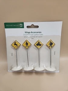 Dept 56 Village Accessories CHRISTMAS EVE CAUTION SIGNS Retired NEW  - Picture 1 of 1