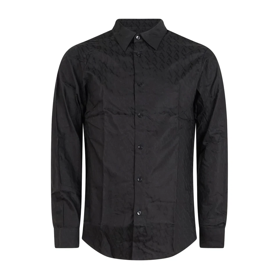 Armani Exchange - Camicia nera con logo all-over A|X tono su tono per uomo - Immagine 1 di 1