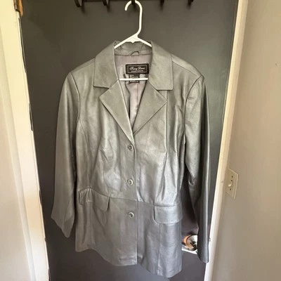 Chaqueta de cuero gris para mujer Terry Lewis - grande - excelente estado por favor Foto 1 de 4