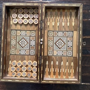 Vintage Middle East Marquetry Mosaic Wood Inlaid Backgammon Board READ - Picture 1 of 18