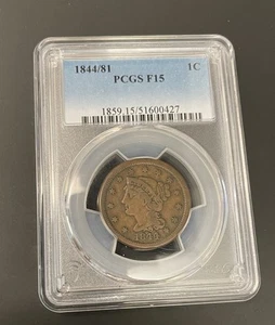 1844/81 Large Cent PCGS F15 - Picture 1 of 2
