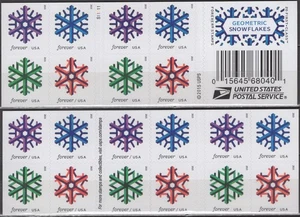 SC# 5034b (5031-34) – 2015 Forever Stamp - Geometric Snowflakes Pane of 20 - Picture 1 of 1