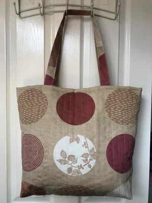 Women's bag, handmade quilted simple canvas shoulder bag shopping bag beach bag - Image 1 of 4