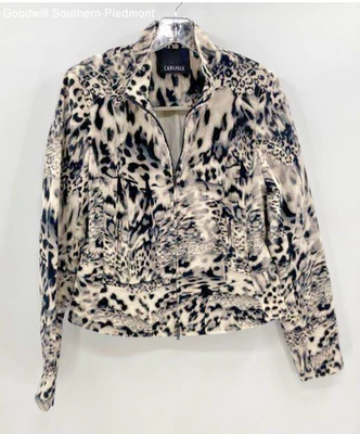 Chaqueta Carlisle NUEVA SIN ETIQUETAS Estampado Animal Talla 8 Cremallera Negra Blanca Bolsillos Carrera Oficina Foto 1 de 4