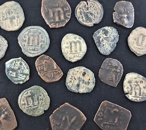 Set of 2 Umayyad Arab-Byzantine Fals Coins (c. 680-90 CE) Free Shipping!!! - Picture 1 of 1