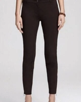 Eileen Fisher Marrón Ponte Tobillo Cremallera Pantalones de Montar Elastizados Ajustados Leggings XS Foto 1 de 4