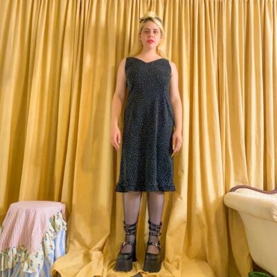 Vestido vintage de lunadote, púrpura, verde, azul y negro! Marca - R&K originales  Foto 1 de 3