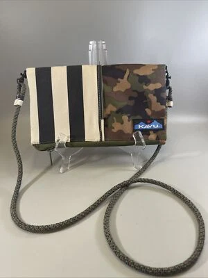 Bolso sin asas de lona Kavu bandolera campamento dividido a rayas para mujer cartera cremallera Foto 1 de 4