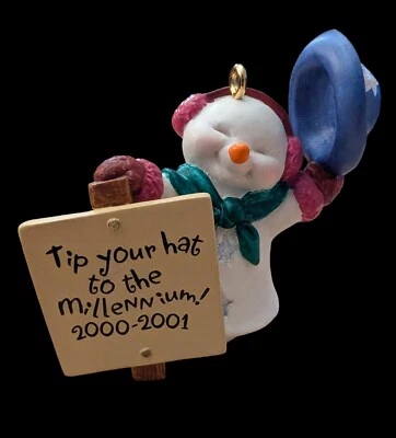 Vintage Sello Adorno de Navidad Y2K Muñeco de Nieve Milenio Año 2000 2" Foto 1 de 4