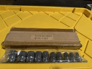 Pro 10 Piece 3/8-Inch Drive 6-Point CHROME SAE Socket Set 5/16-7/8 98668 - Foto 1 di 1