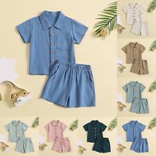 Summer Toddler Baby Boys Outfits Stand Up Collar Top And Shorts Casual Suit