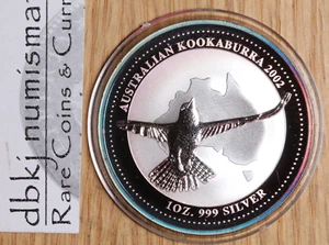 2002 Australia Kookaburra $1 - 1 oz 999 Silver - In Capsule - Toned - Picture 1 of 3