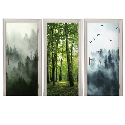 Türtapete Selbstklebend Vlies Fototapete Fotofolie Türfolie Wald Natur Bäume 12 - Bild 1 von 4