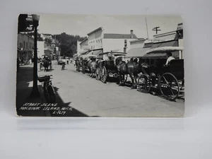 RPPC Postcard Street Scene Mackinac Island Michigan Horse Wagon Bicycle     G584 - Picture 1 of 2